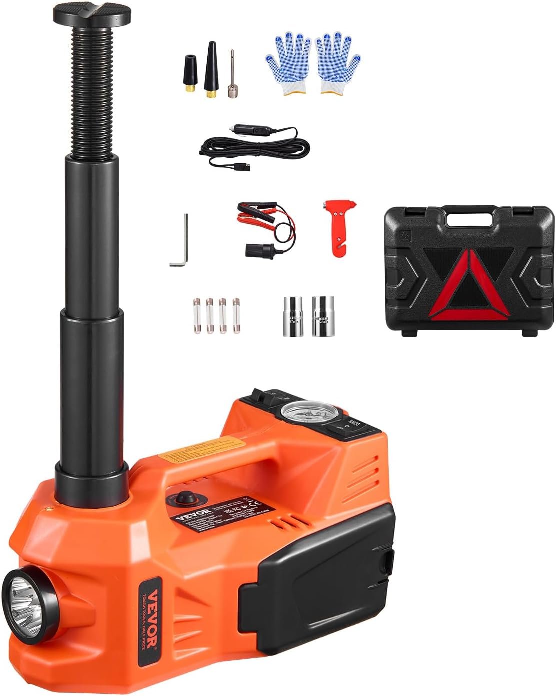 VEVOR gato eléctrico 5T 155-445 mm con LED e inflador