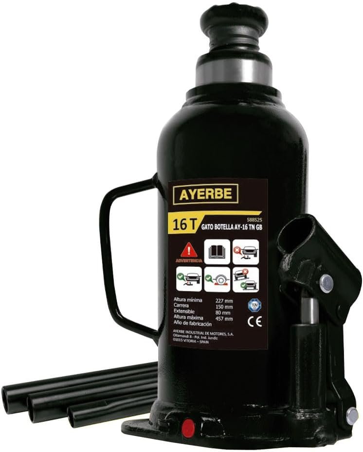 MAESTRO FERRETERO gato hidráulico de botella 16 toneladas 227–457 mm