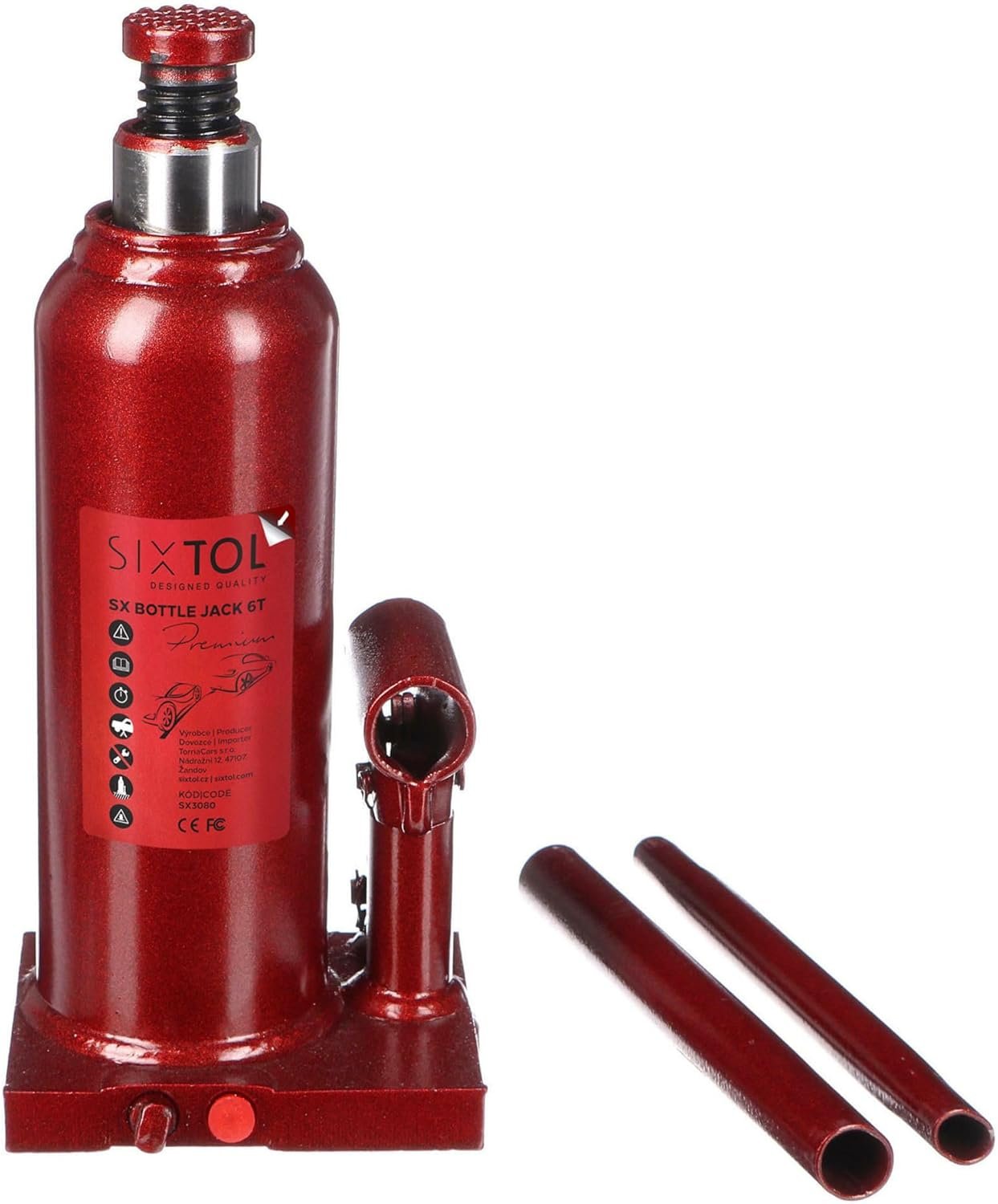 WilTec gato hidráulico de botella 6 toneladas 19,7–38,2 cm