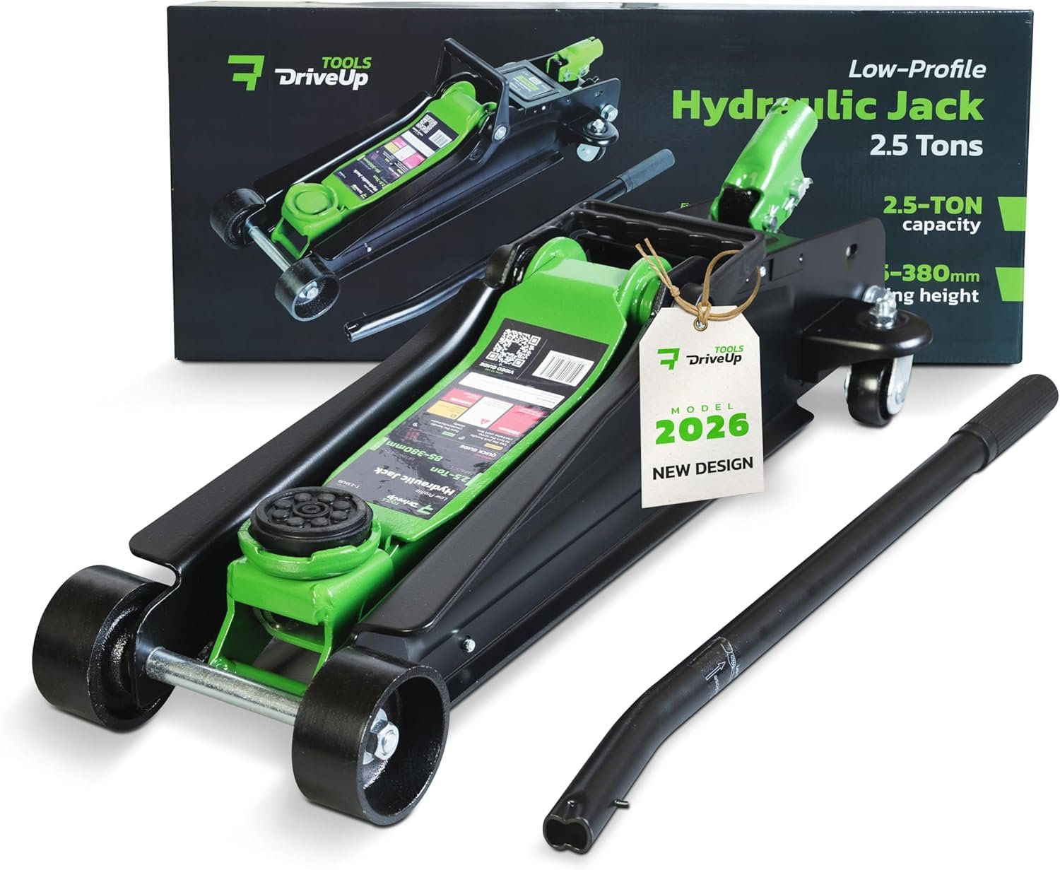 DriveUpTools gato hidráulico perfil bajo 2,5T 85–350 mm