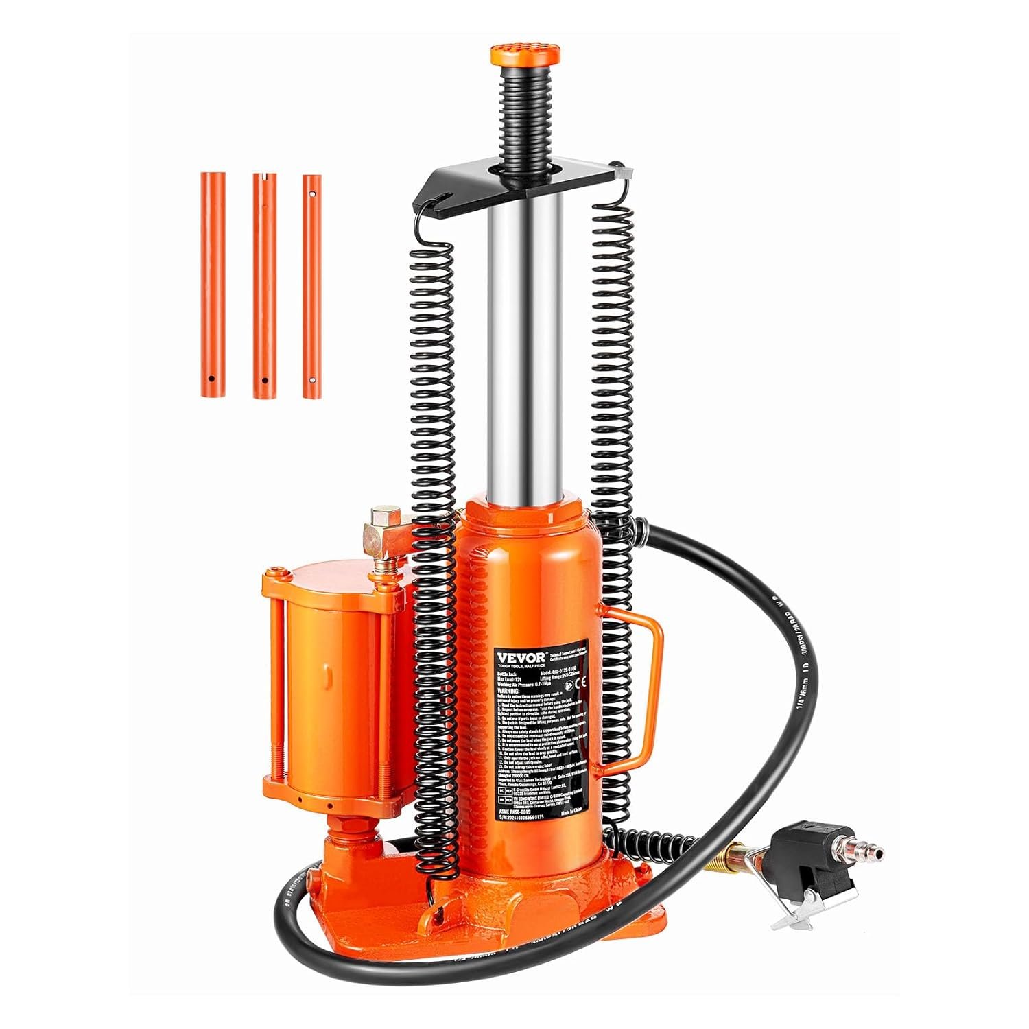 VEVOR gato neumático de botella 12 toneladas 265-505 mm
