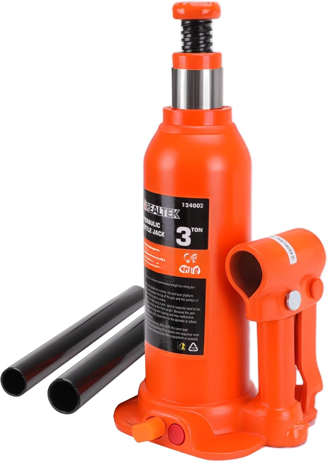 REALTEK gato de botella 3 toneladas 188-363 mm con sistema de seguridad