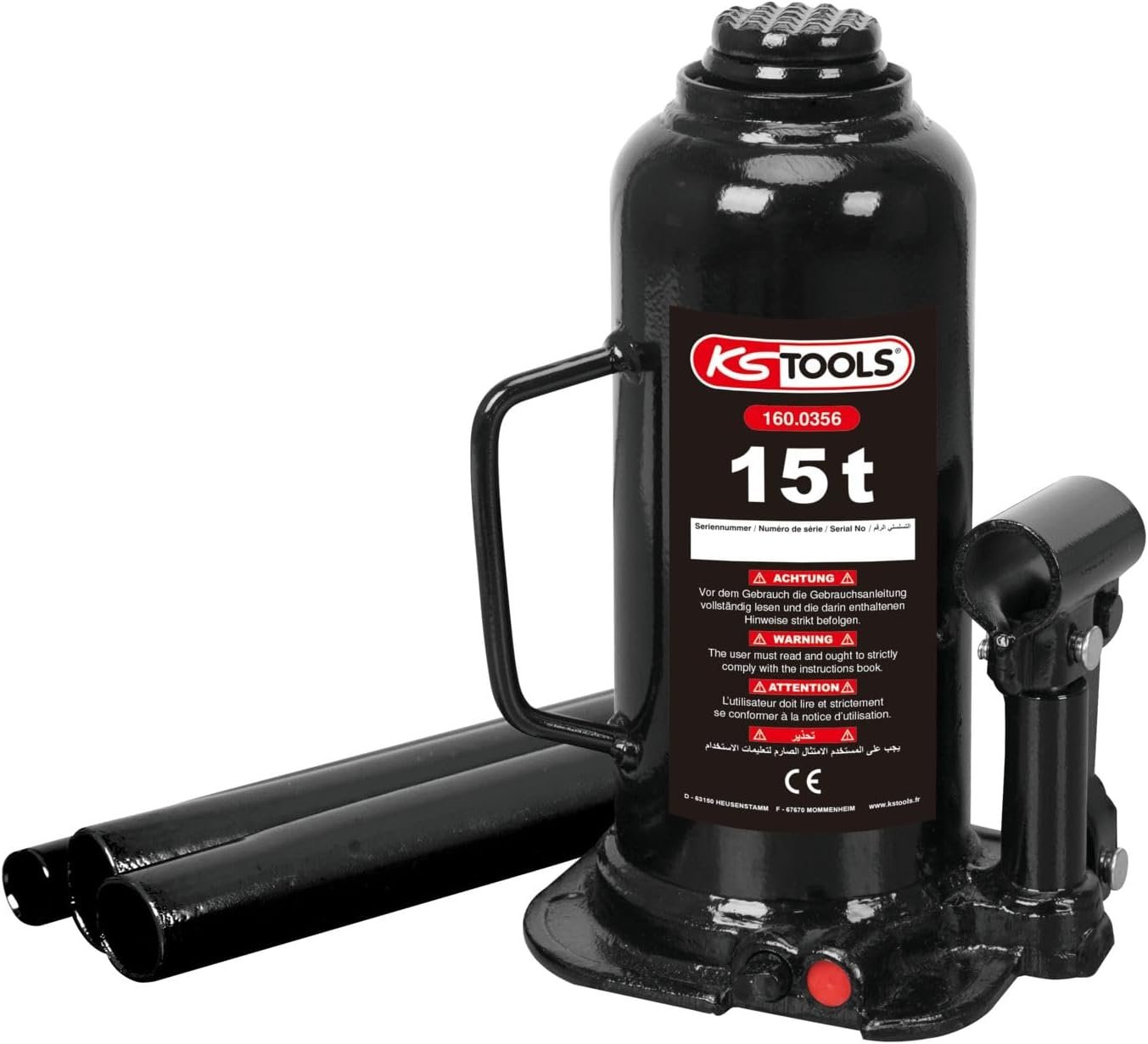 Gato hidráulico de botella 15 toneladas KS Tools