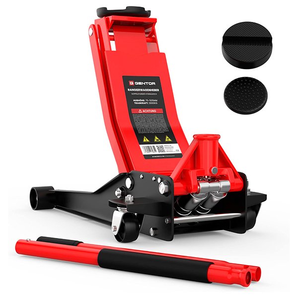 Gato hidráulico alto GENTOR 3T 75-505 mm perfil bajo rojo