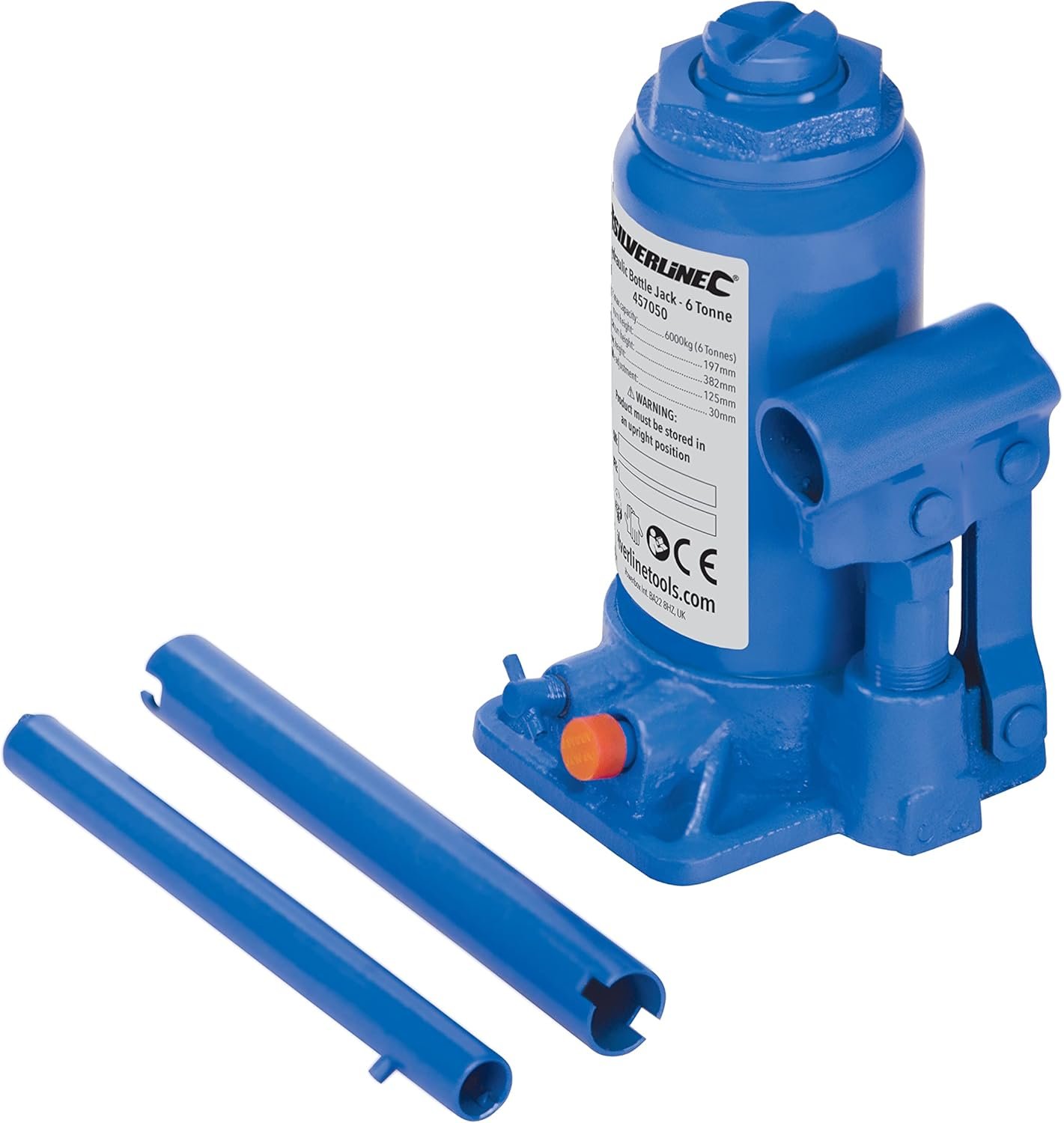 Gato de botella Silverline 6 toneladas 197–382 mm