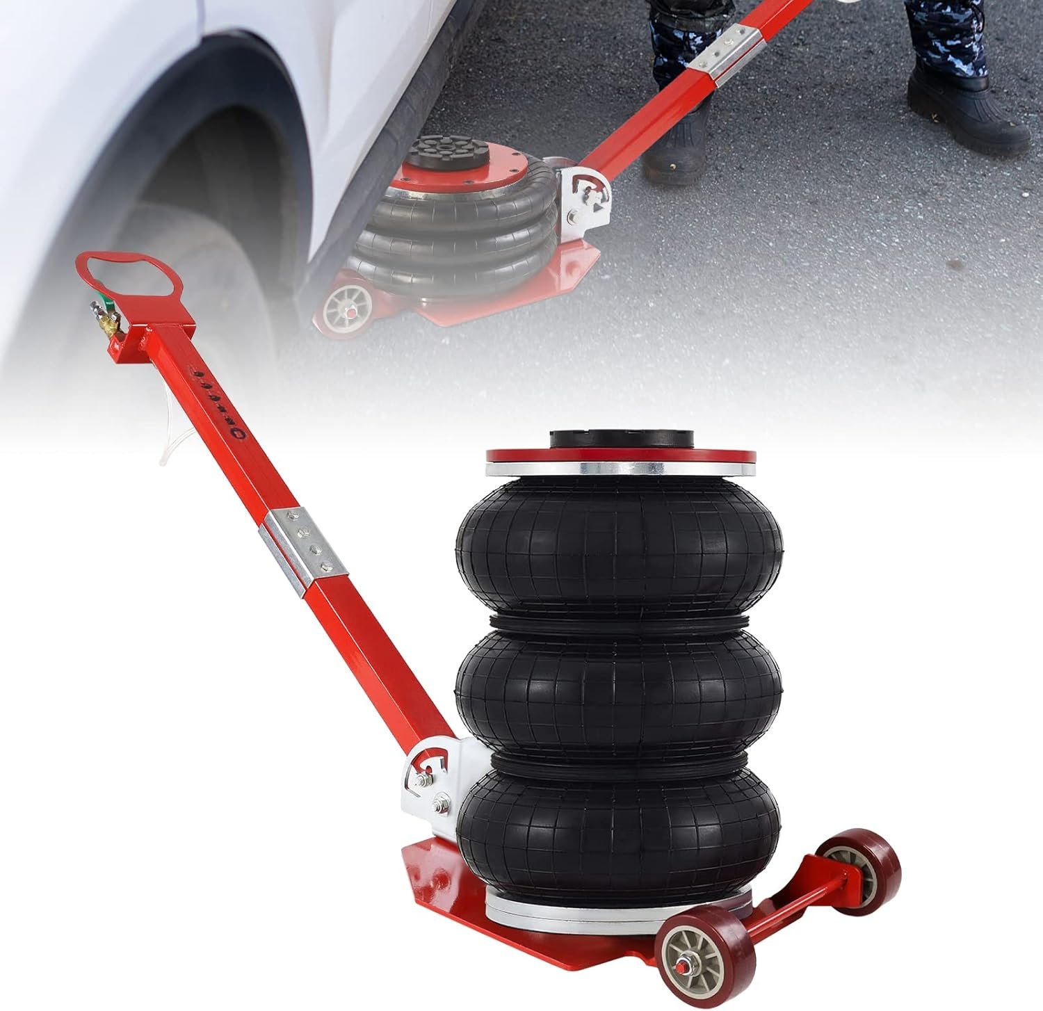 LZQ gato neumático 3 toneladas 150-400 mm para aire comprimido color rojo