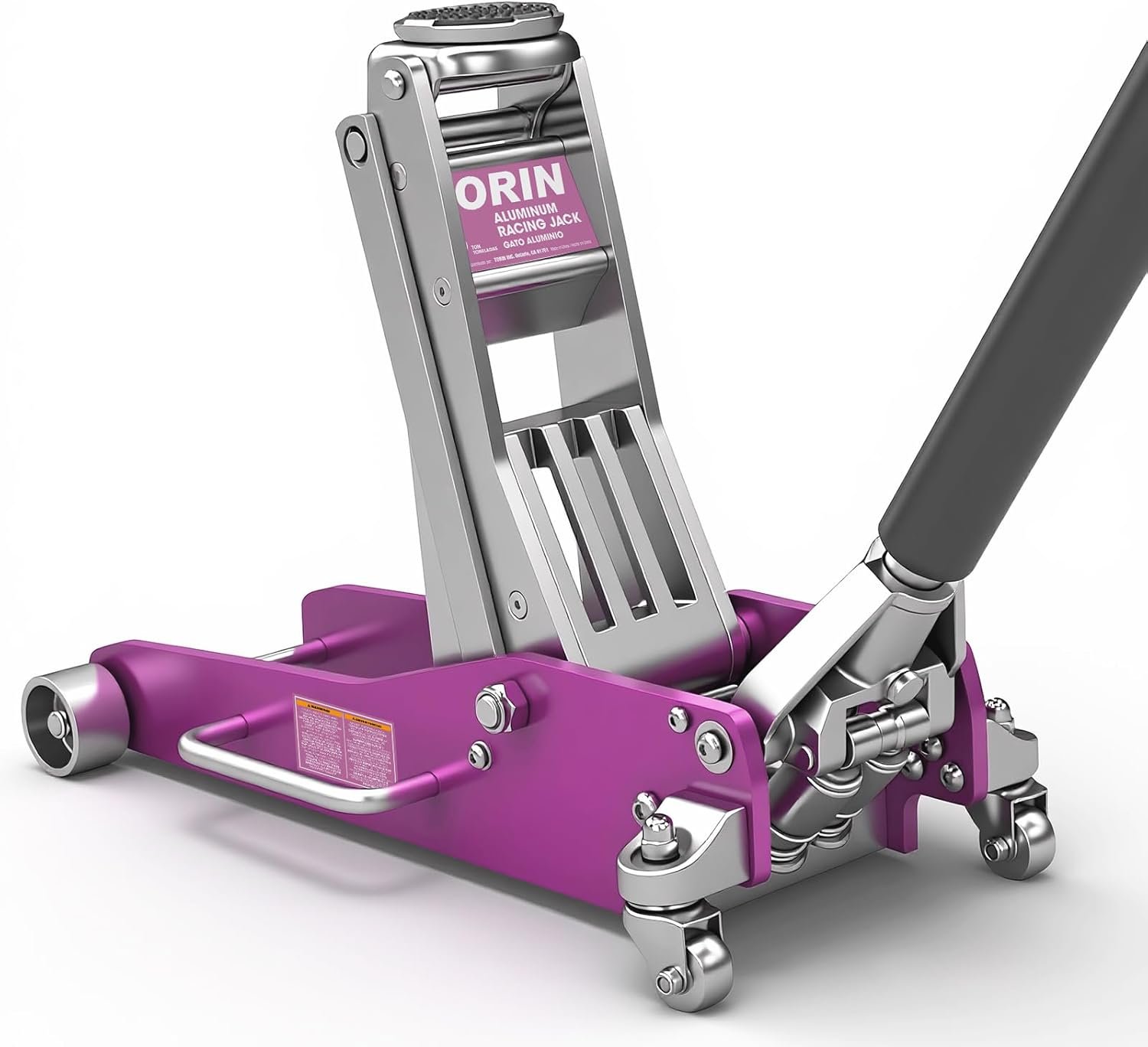 Gato de aluminio de 3 toneladas Torin elevación rápida doble pistón rosa