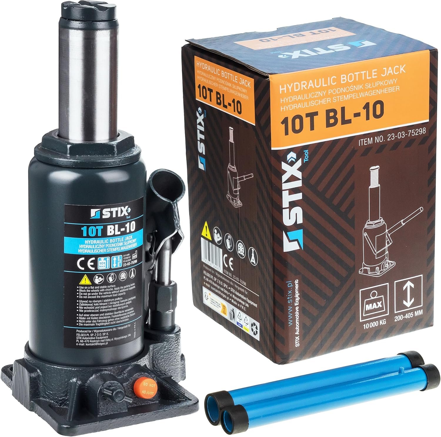 Gato hidráulico de botella 10 toneladas STIX BL-10 200 a 405 mm