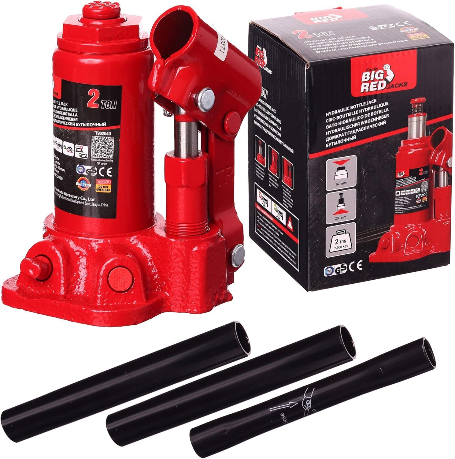 TC TECHNIC Gato hidráulico de botella 2 toneladas 148-276 mm