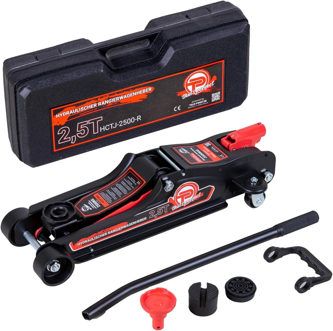 TALK-POINT gato hidráulico plano 2,5T 80–360 mm con maletín