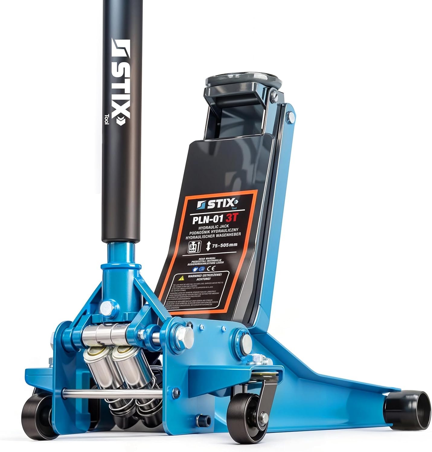 STIX PLN-01 gato hidráulico rodante 3T 75-505 mm doble bomba
